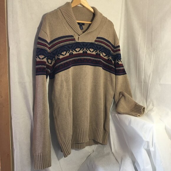 GAP Cotton Knit Fairisle Oatmeal brown XL - Picture 1 of 13